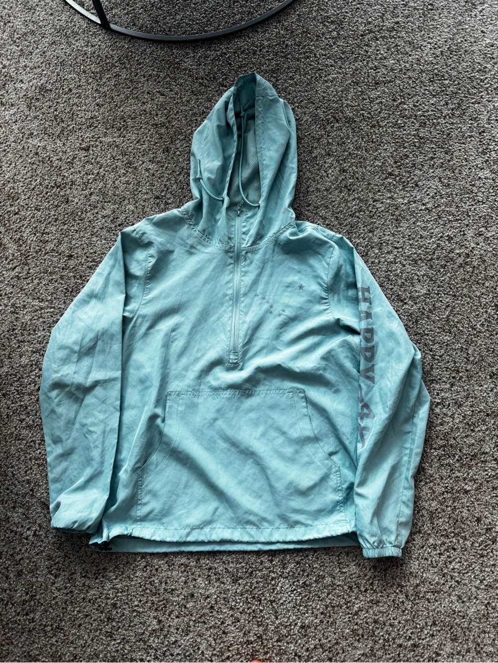 Light Teal Hooded Pullover Happy AK ( alaska brand)